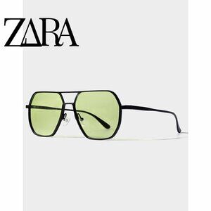Large Frame Sunglasses with Green Lenses
